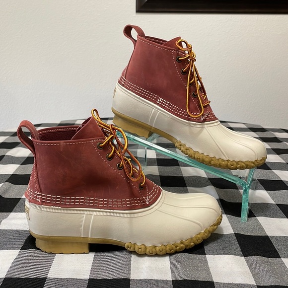 L.L. Bean Shoes Ll Bean Womens Duck Boots Rain 9m Redwhite Usa Made